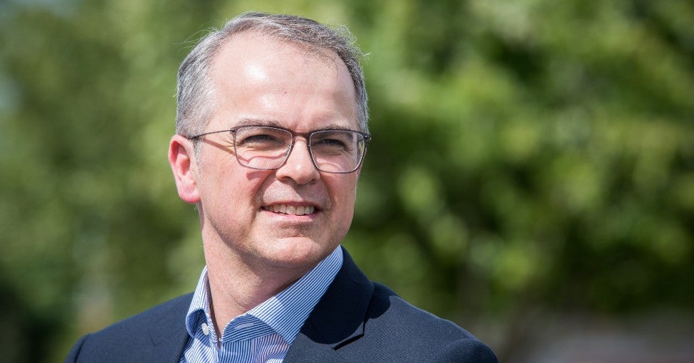 Andrew Haigh, chief executive officer at Newcastle Building Society, stood outside