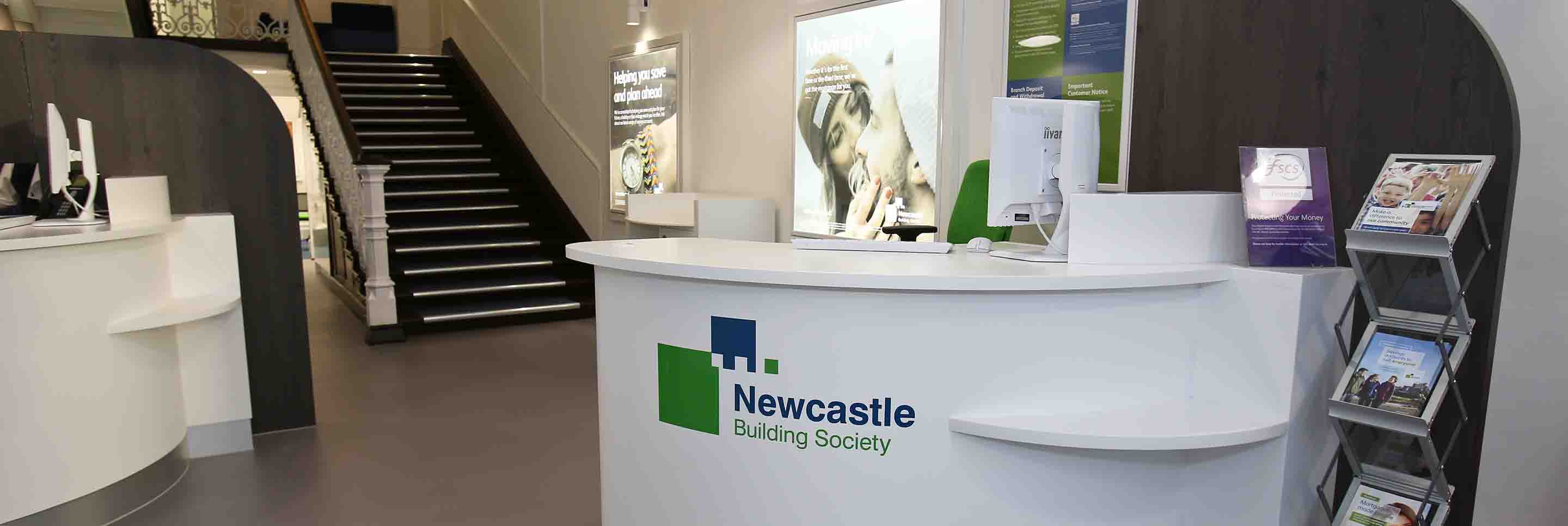 Interior photo of Newcastle Building Society, Carlisle branch.