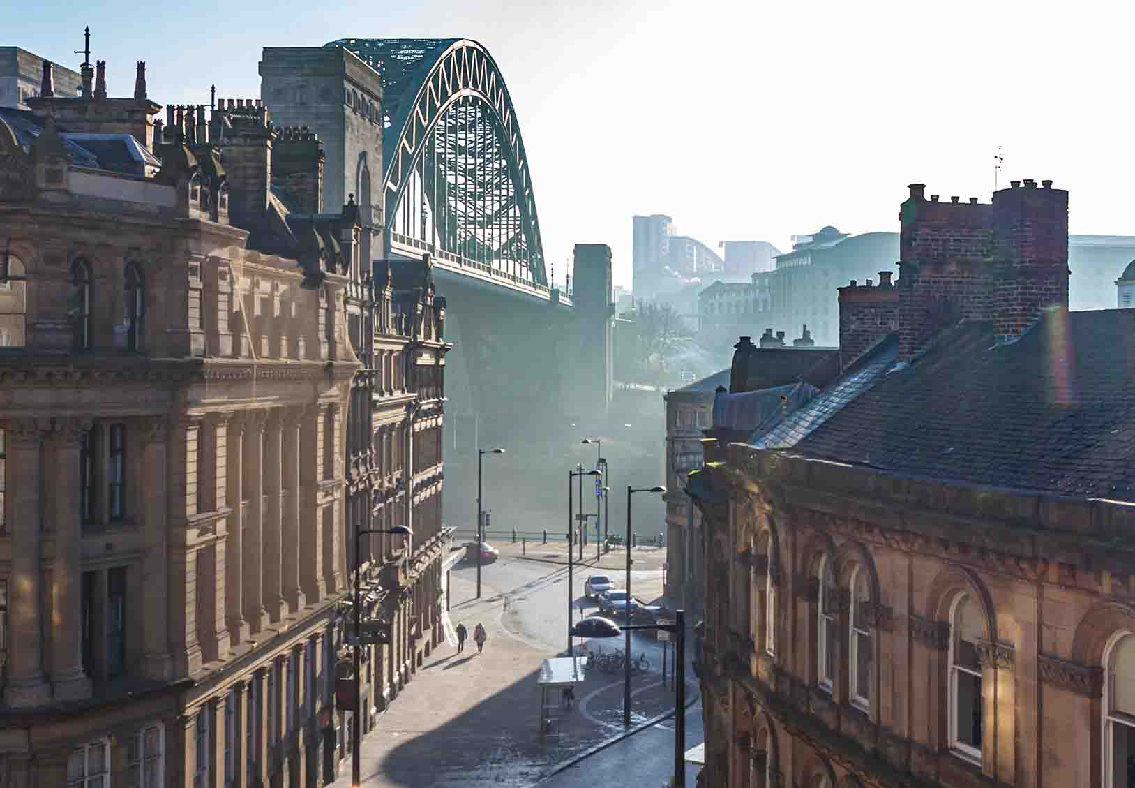 Newcastle on a misty day