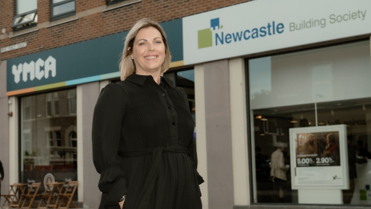 Amanda Shepherd, Chief Operating Officer at Newcastle Building Society, stood outside of North Shields community branch.