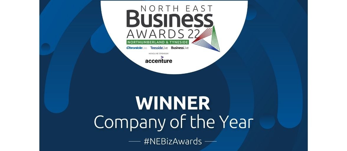 A graphic depicting the winner of the company of the year awards at the North East Business Awards.