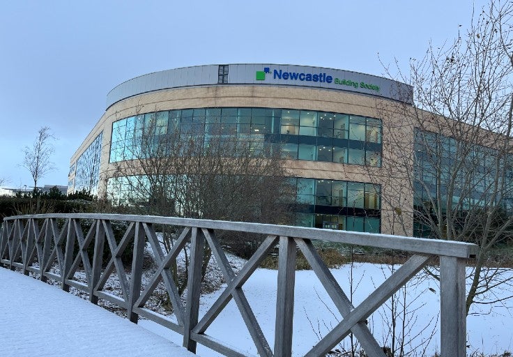 Newcastle Building Society's Cobalt headquarters in the snow.