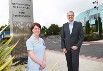 Andrew Haigh with a nurse from the Northern Centre for Cancer Care 