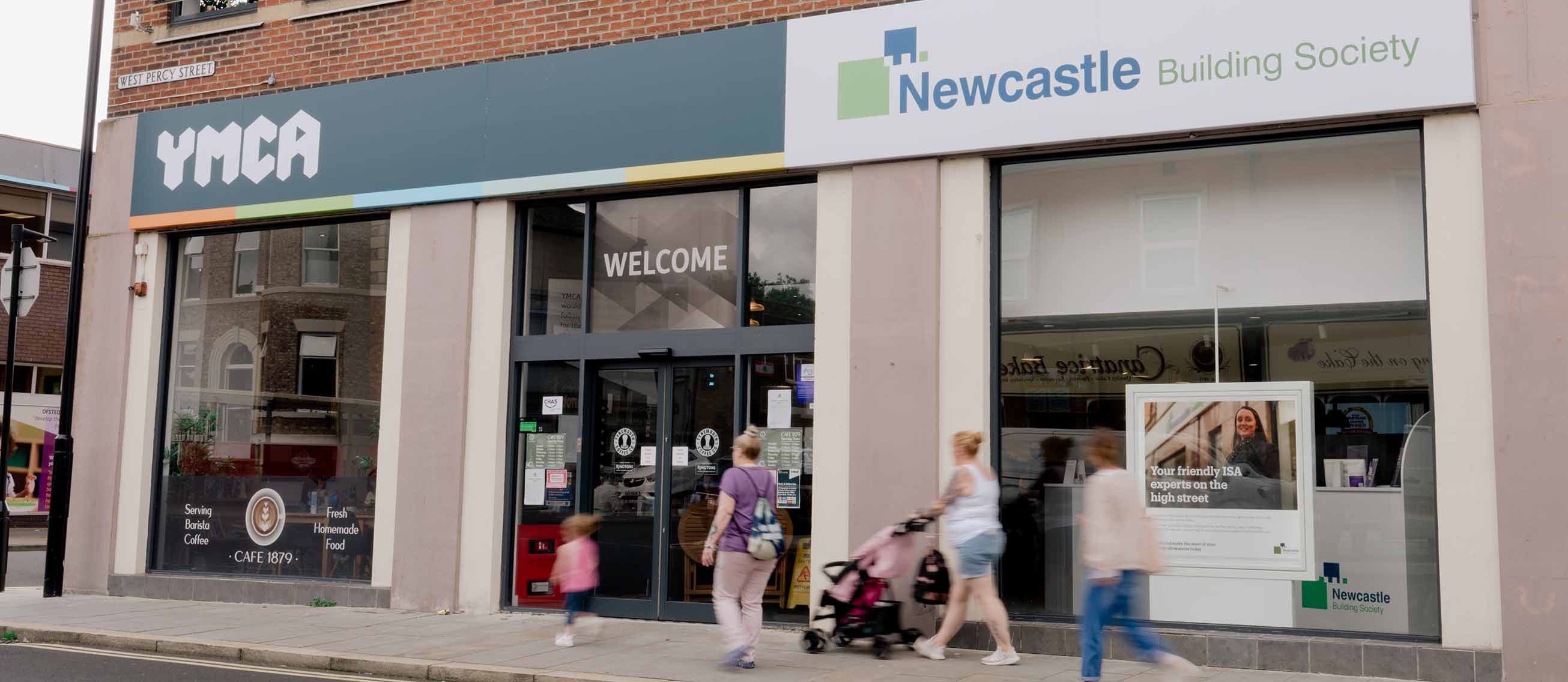 Exterior photo of Newcastle Building Society's North Shields community partnership branch. 