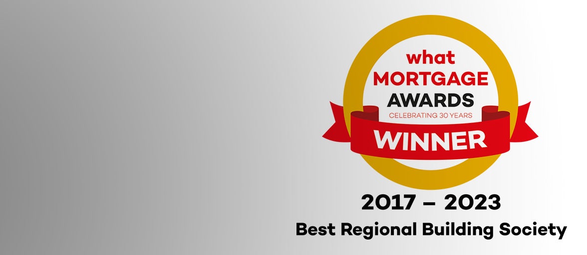 What Mortgage awards winner 2017 - 2023 logo for best regional Building Society.