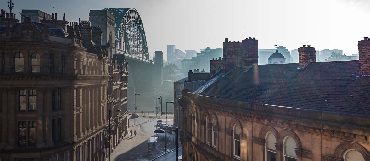 Newcastle on a misty day