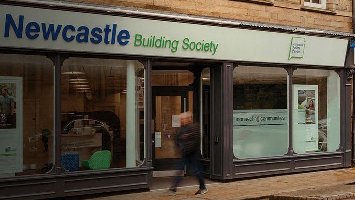 Exterior photo of Newcastle Building Society, Hexham branch.