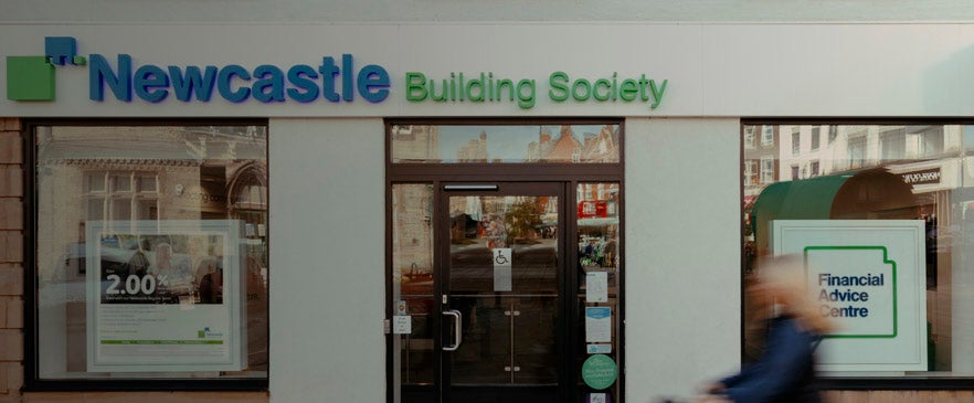 Exterior photo of Newcastle Building Society, Darlington branch.