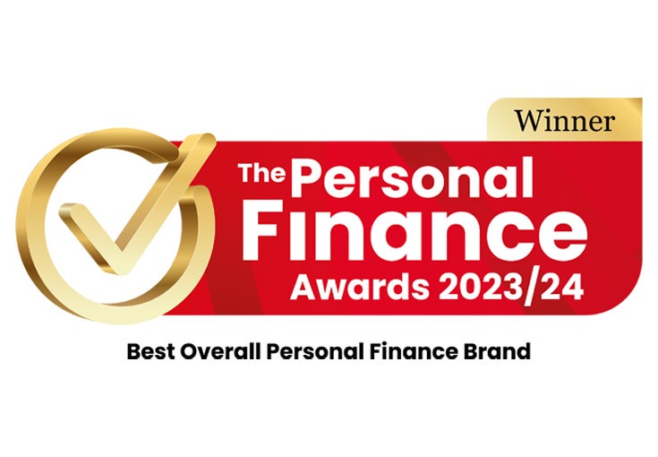 Logo for winning Best Overall Personal Finance Brand at the Personal Finance Awards 2023/2023.