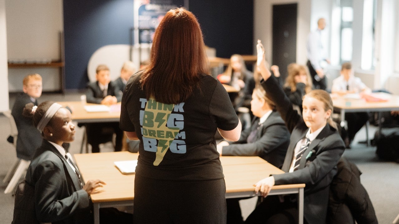 A teacher stood in front of her class.