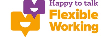 Happy to talk, Flexible Working hours logo