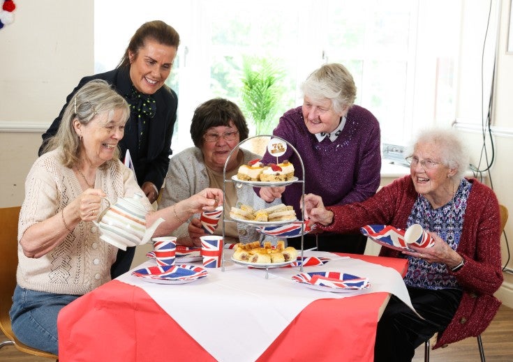 A group of ladies enjoying afternoon tea at Age UK North Yorkshire & Darlington