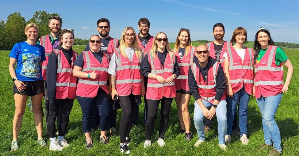 A group of colleagues volunteering at a parkrun in Newcastle.