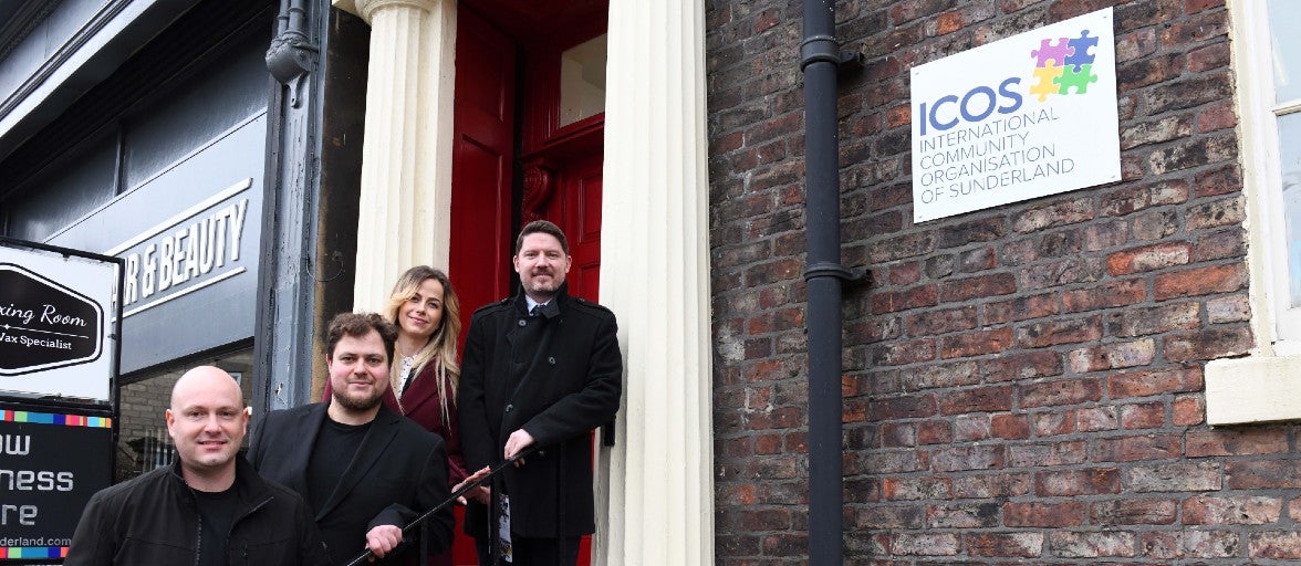 Sunderland Branch Manager, Rob Boak, and our Head of IT Development, Paul Maughan stood outside of ICOS' office with their manager Michal Chantkowski and Ewelina Gil.