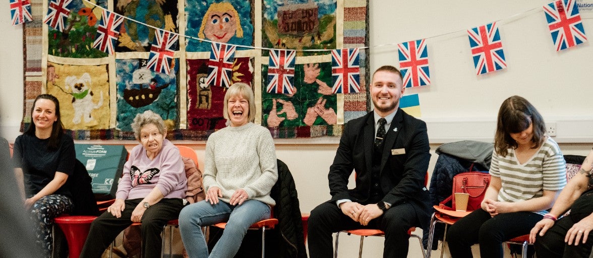 North Shields Branch Manager, Jonathan Fincken, attending a music session at North Tyneside Disability Forum, with several of their service users. 