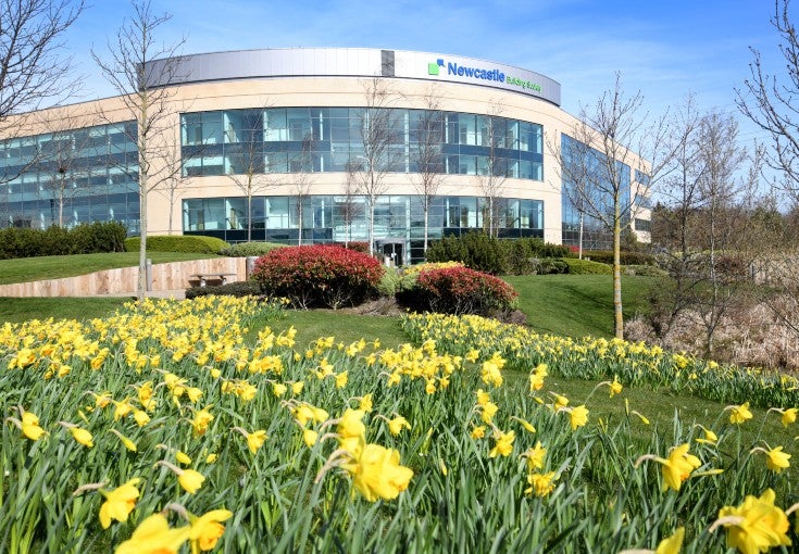 Newcastle Building Society's Cobalt headquarters in spring