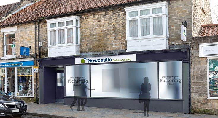 An image of what the new Pickering branch will look like. Showing outside of the building on the high street. 