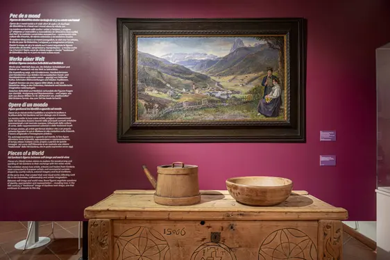Museum Gherdëina, Bereich zur Grödner Schnitzkunst und Malerei im Austausch mit der Welt. Foto Diego Moroder