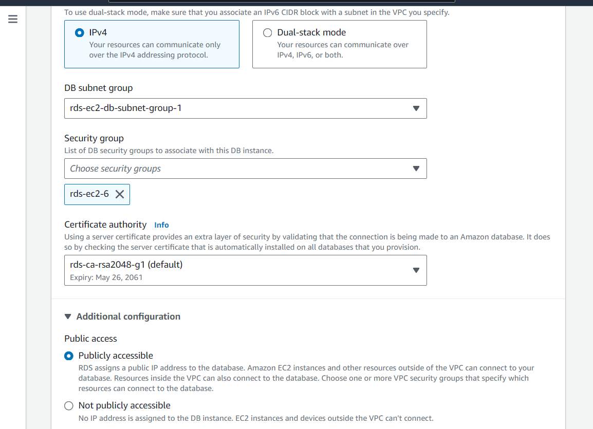 Set up the database in AWS as publicly accessible