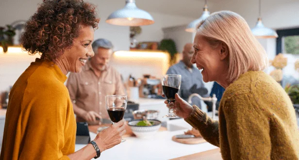 Women enjoying wine