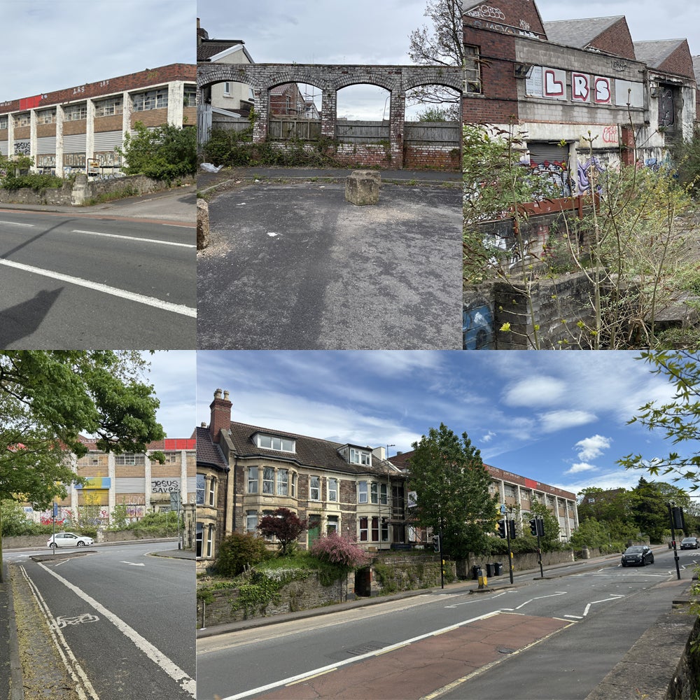 Montage of Bath Road site before development