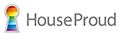 Houseproud logo, featuring a rainbow keyhole and the words Houseproud