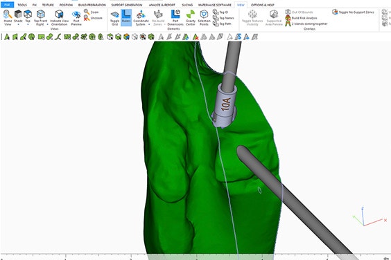 3D printed skeleton structure on the computer screen