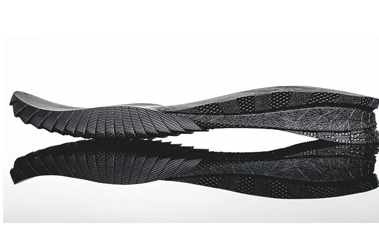 Side view of texturing on a 3D-printed insole