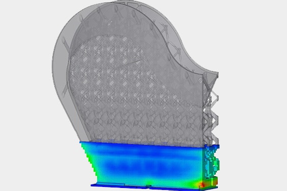 Digital image of the insert with a simulation software map and a view of the internal structures