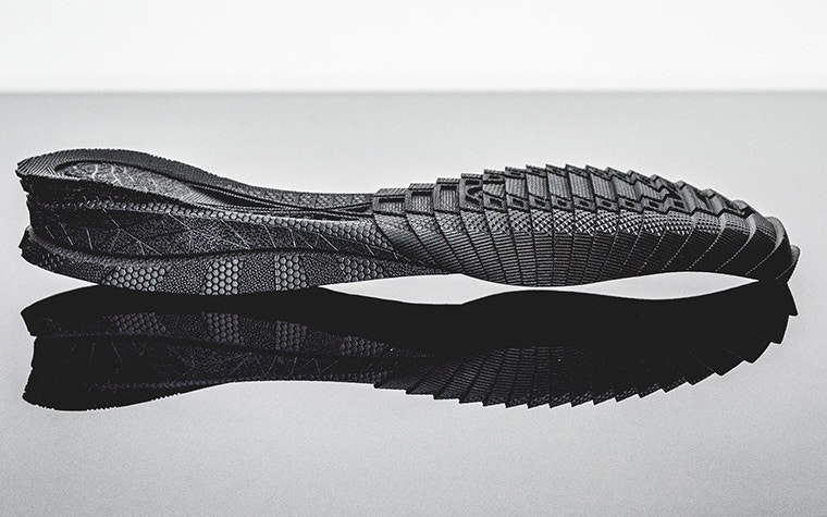 3D-printed shoe sole with multiple textures