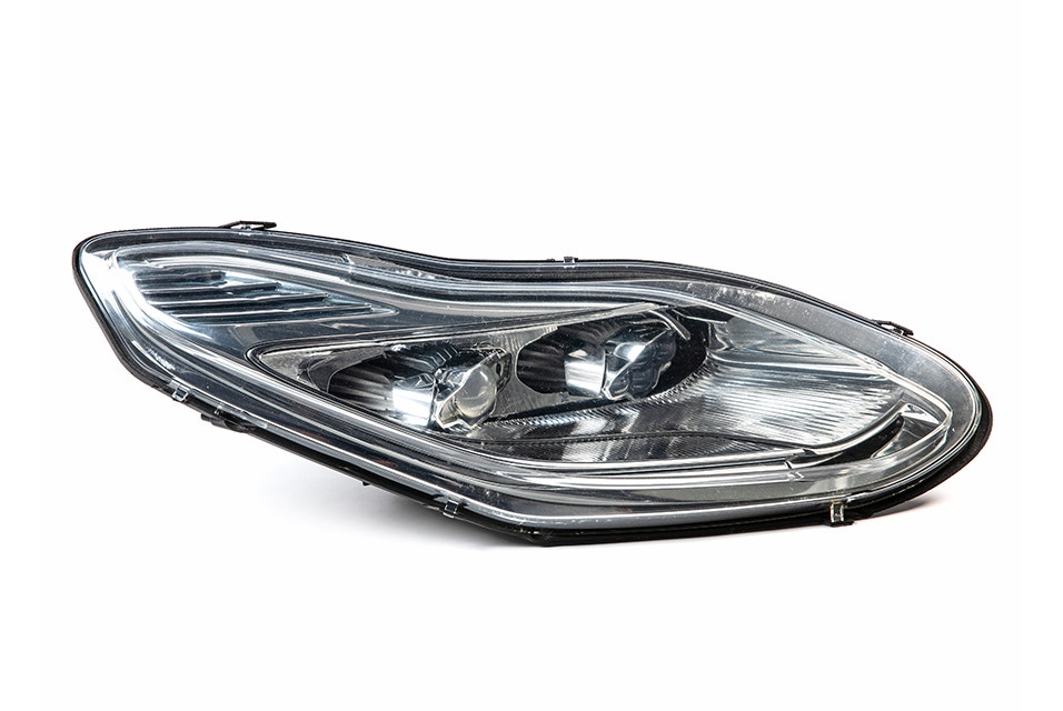 Prototype of a car headlight, with transparent parts printed in TuskXC2700T