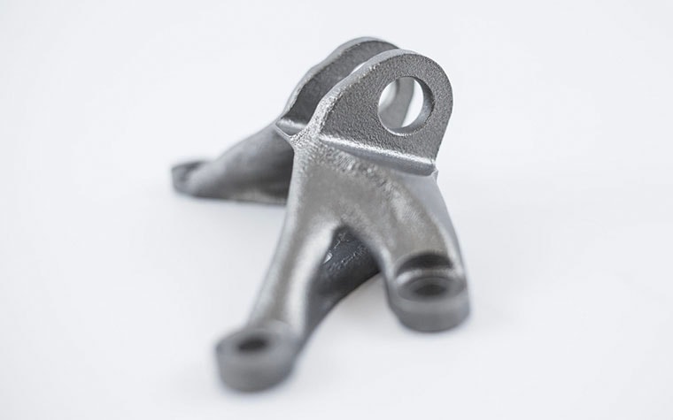 Side view of a metal 3D-printed bracket