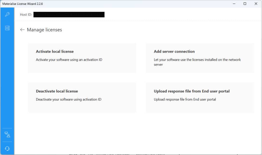 Captura de pantalla del Asistente de Registro con la opción "Licencia" seleccionada