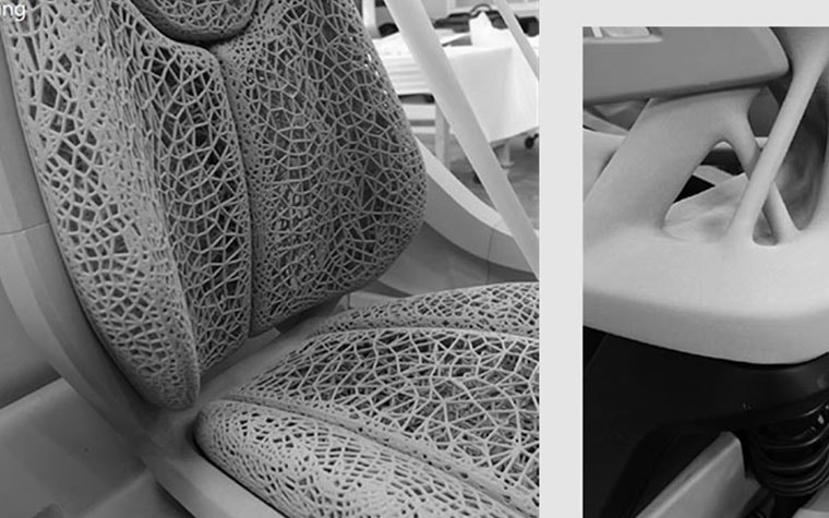 Organic shapes 3D printed as a car seat