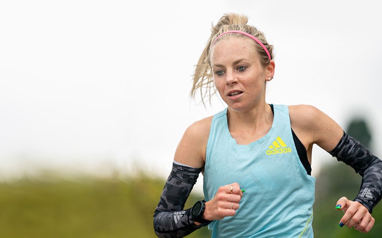 Female runner, Charlotte Purdue, training for a race