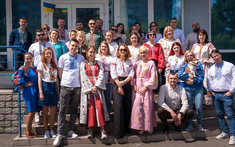 A group photo of employees at Materialise Ukraine