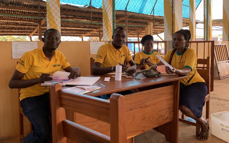 The Baobab Express team filling in paperwork for the B Corp certification.