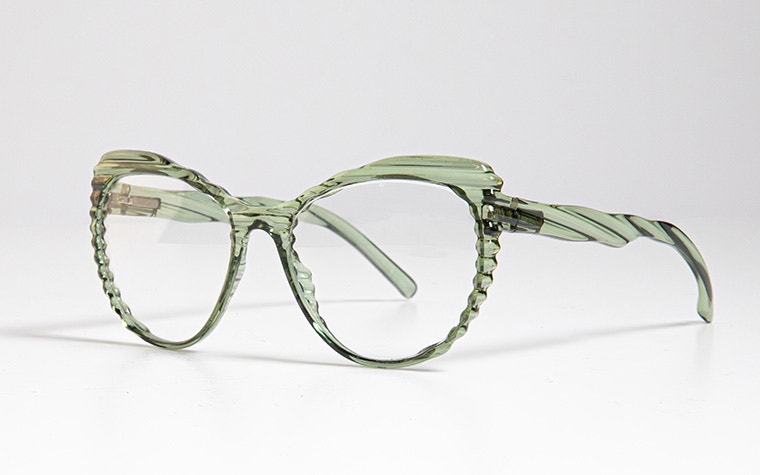 Lightly colored 3D-printed eyewear made using Materialise's new translucent material.