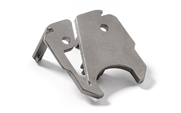 Lufthansa's metal 3D-printed titanium latch, designed for a roller coupler onboard various Airbus planes.