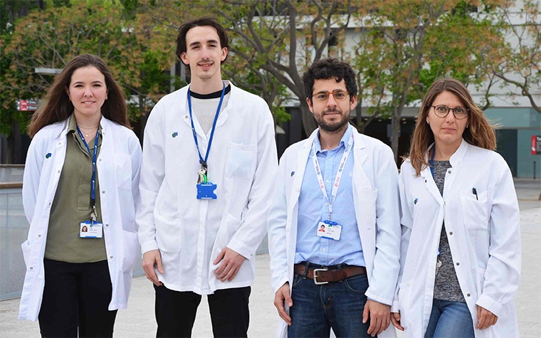 Hospital de Sabadell’s 3D printing team standing in front of the hospital 