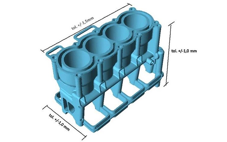 3D-Druckdesign des Motorbauteils mit Toleranzen