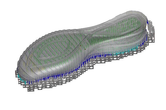 A 3D model of shoe tread patterns