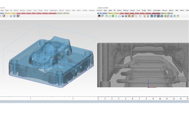 Digital designs of the toy car mold in 3-matic