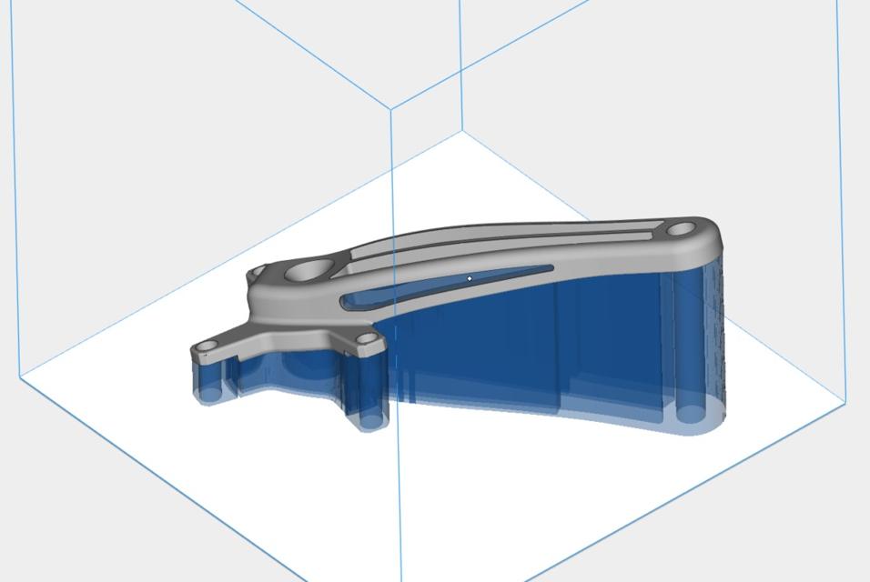 3D design of a metal part in software with support