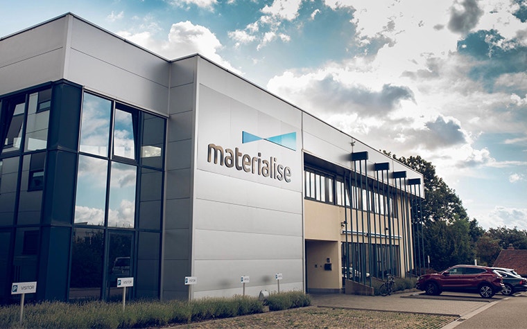 Exterior view of Materialise’s headquarters in Leuven, Belgium