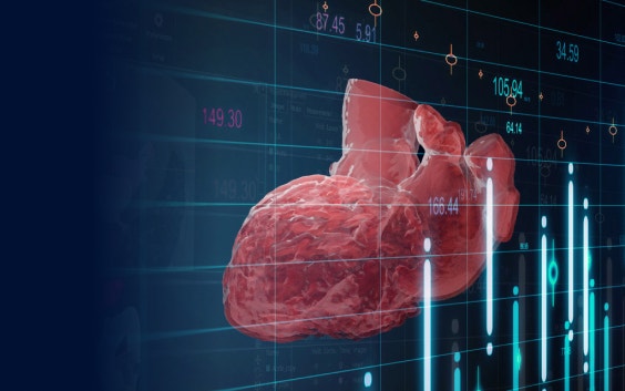 Digitales Bild eines Herzens hinter einer Tabelle mit Zahlen