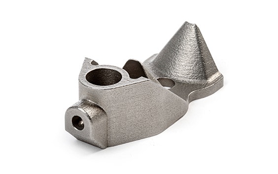 3D-printed stainless steel bracket used in production by Philips