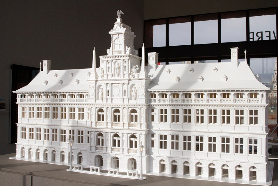 3D-gedrucktes Modell des Rathauses von Antwerpen