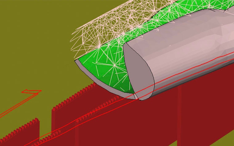 A 3D model showing additional solid material under the lattice