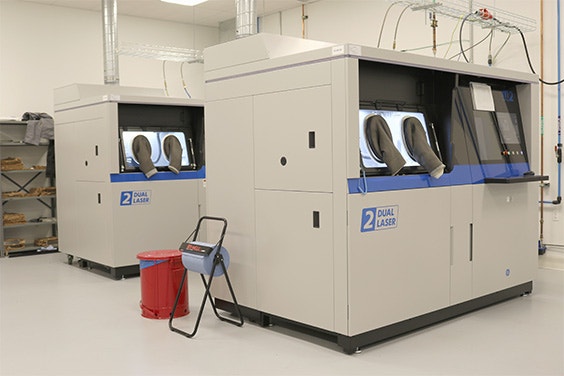 Two metal 3D printer in Materialise's US production facility